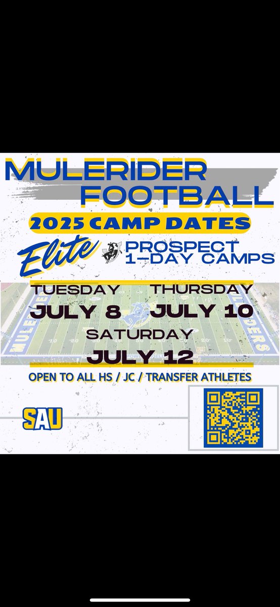 A lot of talent and competing day 1 of the Mulerider Football Elite Camp. #ArkLaTex showed up and showed out. Fired up for day 2 on Thursday. Still time to sign up. Come camp with ArkLaTex’s Univ! #LetsRide #Compete #ArkLaTexU