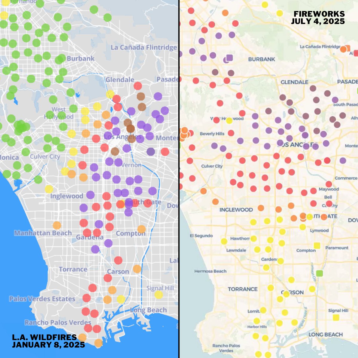 CleanairCA's tweet image. Fireworks VS Wildfires: The Hidden Cost of Celebration

Watch this year&apos;s 4th of July Air Quality Timelapse.

#CleanAirNow #RegulateFireworks
