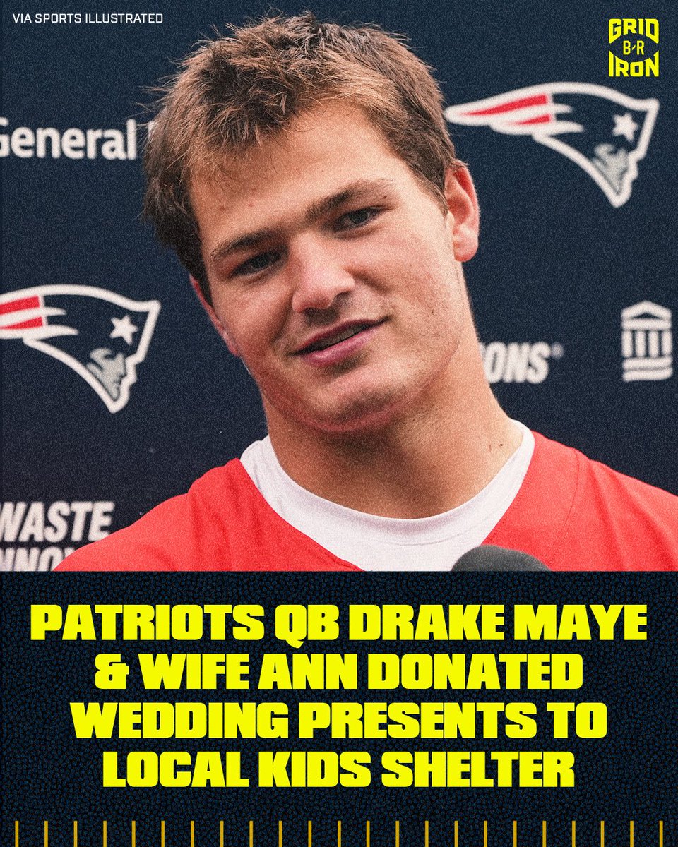 QB Drake Maye and his wife are donating all of their wedding gifts to homeless and help centers 💙❤️

(via @985thesportshub)