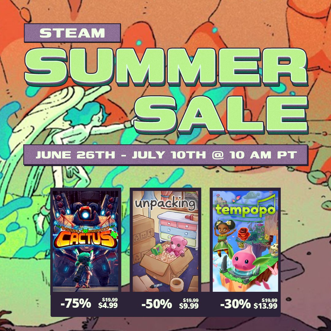 Unpacking 📦 (@unpackingalife) on Twitter photo A little over 24 hours left to get Unpacking at 50% off during the Steam Summer Sale—and <a href="/witchbeamgames/">Witch Beam Games</a>'s other two games at deep discounts as well! A little over 24 hours left to get Unpacking at 50% off during the Steam Summer Sale—and <a href="/witchbeamgames/">Witch Beam Games</a>'s other two games at deep discounts as well!