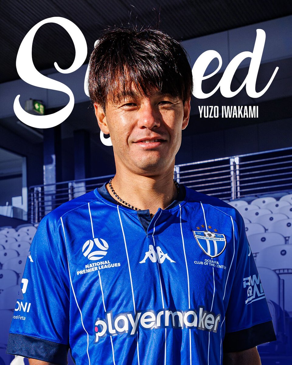 smfc's tweet photo. ✍️ 𝗬𝘂𝘇𝗼 𝗜𝘄𝗮𝗸𝗮𝗺𝗶 𝘀𝗶𝗴𝗻𝘀 𝗳𝗼𝗿 𝗦𝗼𝘂𝘁𝗵 𝗠𝗲𝗹𝗯𝗼𝘂𝗿𝗻𝗲 𝗙𝗖

South Melbourne FC is pleased to announce the signing of experienced Japanese midfielder Yuzo Iwakami for the 2025 season. 🇯🇵

Iwakami brings a wealth of experience to Lakeside, with over 350 career appearances across Japan’s top two divisions, the J1 League and J2 League.

A great finisher who is composed on the ball and creative in possession, Yuzo will bring a new dimension to our midfield and in our attacking third. He also holds a unique record, having scored the fastest goal ever recorded in the entire J League system.

Arriving in Melbourne looking to make an immediate impact, we’re excited to welcome Yuzo to South and see him in action in Blue and White.