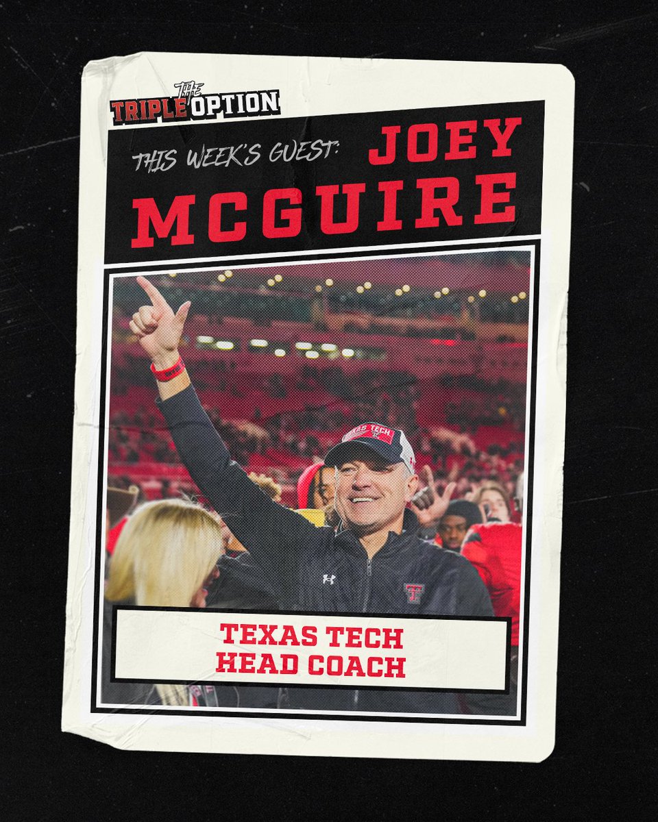 The Triple Option (@3xoptionshow) on Twitter photo GRAB YOUR TORTILLAS‼️ <a href="/TexasTechFB/">Texas Tech Football</a> Head Coach <a href="/JoeyMcGuireTTU/">Joey McGuire 🌵</a> joins the show tomorrow! #WreckEm GRAB YOUR TORTILLAS‼️ <a href="/TexasTechFB/">Texas Tech Football</a> Head Coach <a href="/JoeyMcGuireTTU/">Joey McGuire 🌵</a> joins the show tomorrow! #WreckEm