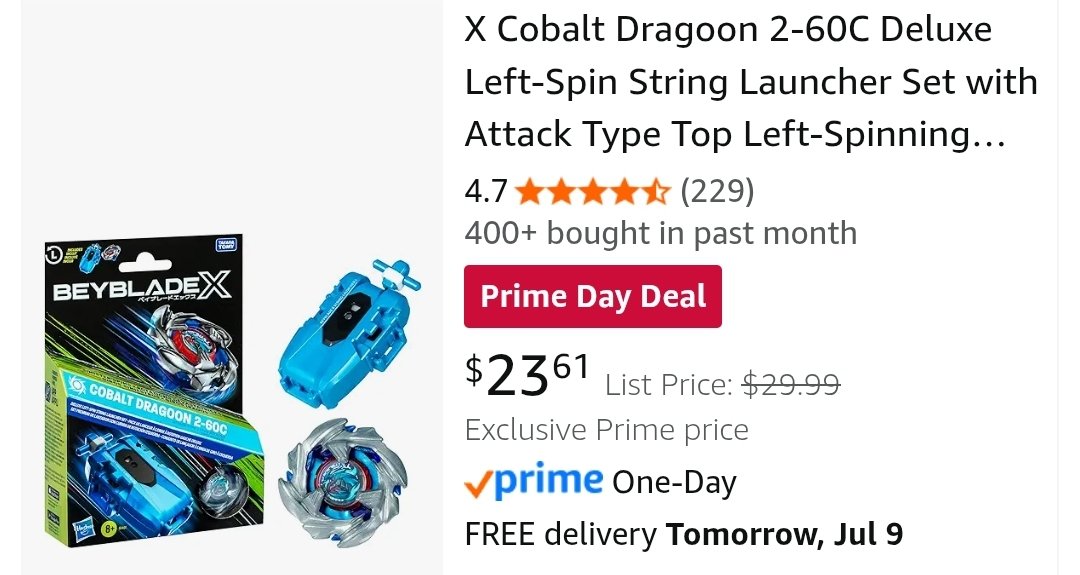Some pick ups from Prime Days Deals... no turning back now.

Beyblade X Clash &amp; Carry Beystadium
amzn.to/3Tumf2h

Soar Phoenix 9-60GF Deluxe String Launcher Set
amzn.to/4lmeyaK

Cobalt Dragoon 2-60C Deluxe Left-Spin String Launcher
amzn.to/4nF87RG