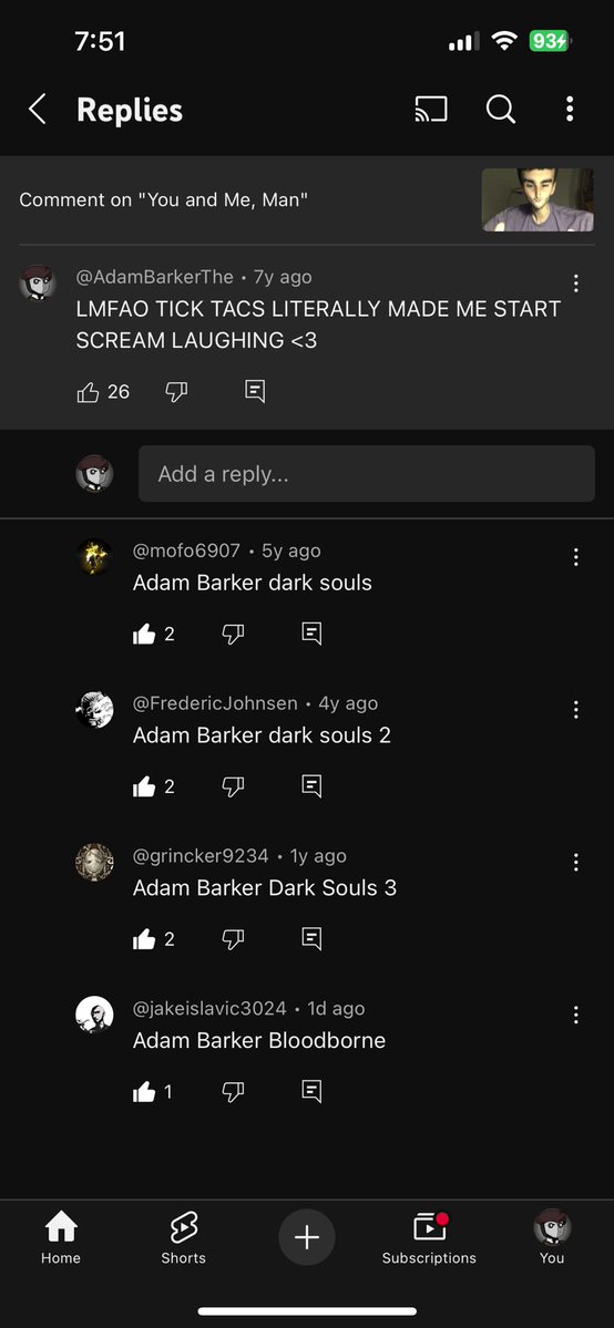 Adamantium19897's tweet image. The dark souls fellas be finding me on Justin Kuritzkes videos 🧐