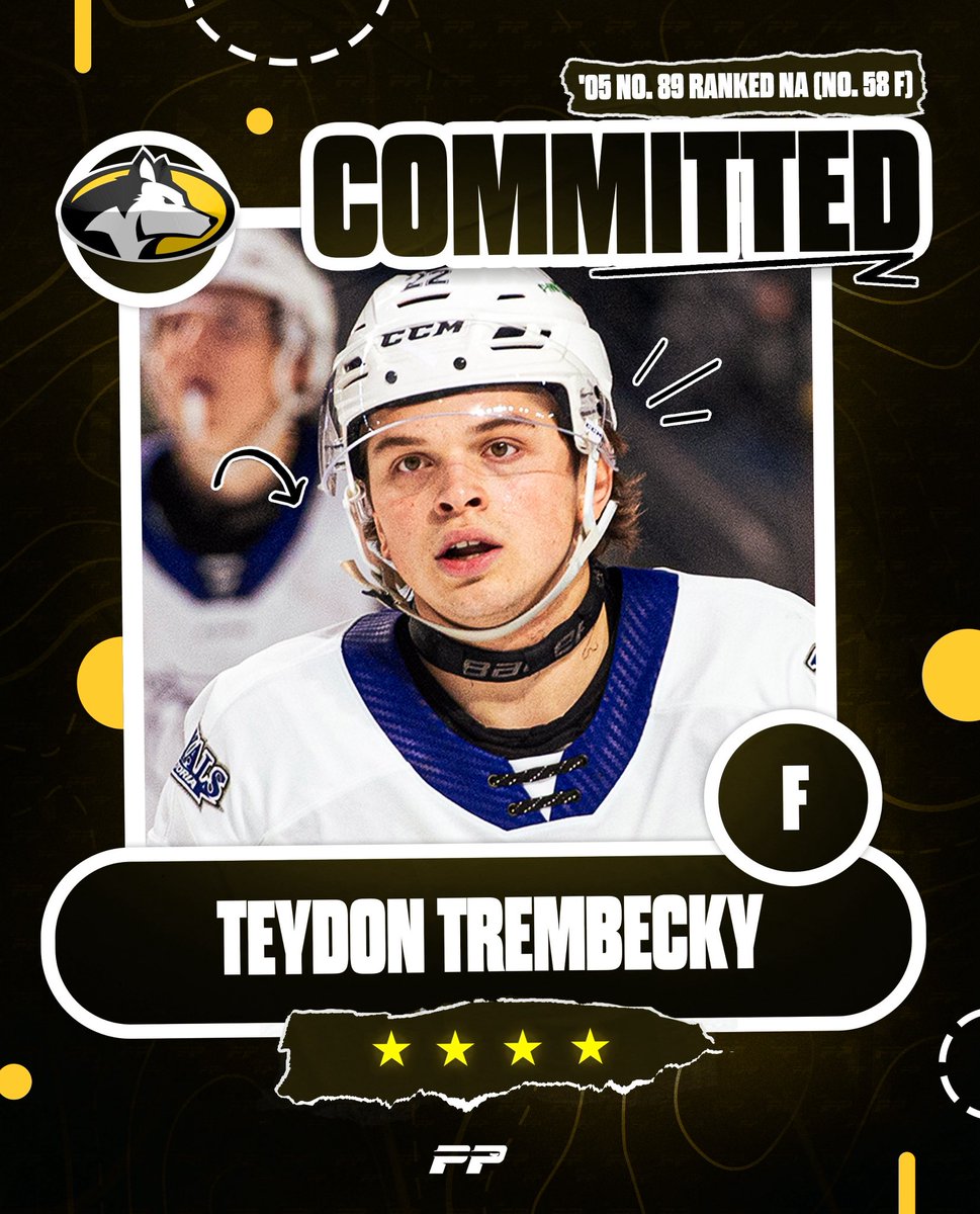 🚨BREAKING🚨: 2005-born 4⭐️ forward Teydon Trembecky has committed to Michigan Tech for the 2025-26 season! The Alberta native had 46 goals and 88 points with the Victoria Royals (WHL) this past season.