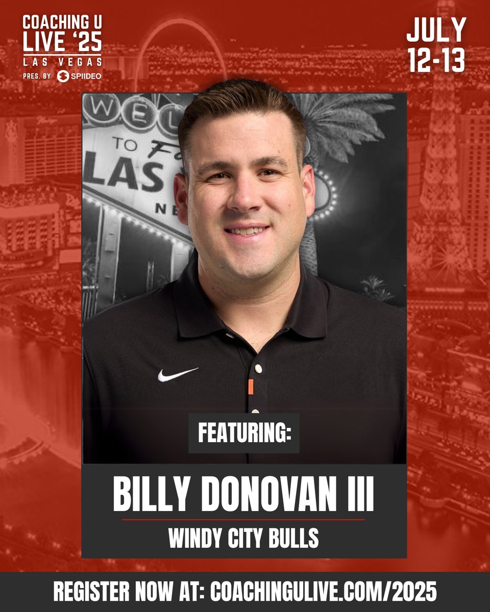 🏀 Join us in Las Vegas this summer for Coaching U Live 2025 pres. by <a href="/spiideo/">Spiideo</a> featuring Windy City Bulls head coach Billy Donovan III!
 
🗓️ July 12-13, 2025 
📍 Las Vegas, NV  

🎟️ Register for individual tickets and coaching staff packages today!
🔗 coachingulive.com/2025
