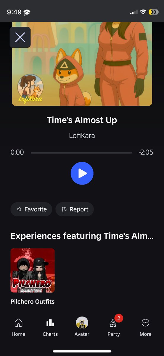 starryts_'s tweet photo. .@greenlegocats @RealSchlep pilchero outfits is being secretly advertised on the front page through Roblox’s newest Music Charts feature on a lofi song with an AI generated album cover, the song is currently 2nd on the music top 100. #roblox #boycottthehatch https://t.co/HkCnjwDupR