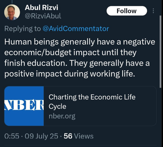 NewNorm89's tweet image. This is Abul, Abul was a key adviser to Howard on immigration policy that led us here today. It is now clear that suppressing fertility rates &amp;amp; replacing it with immigration wasn&apos;t an unintended consequence, it was a design feature.