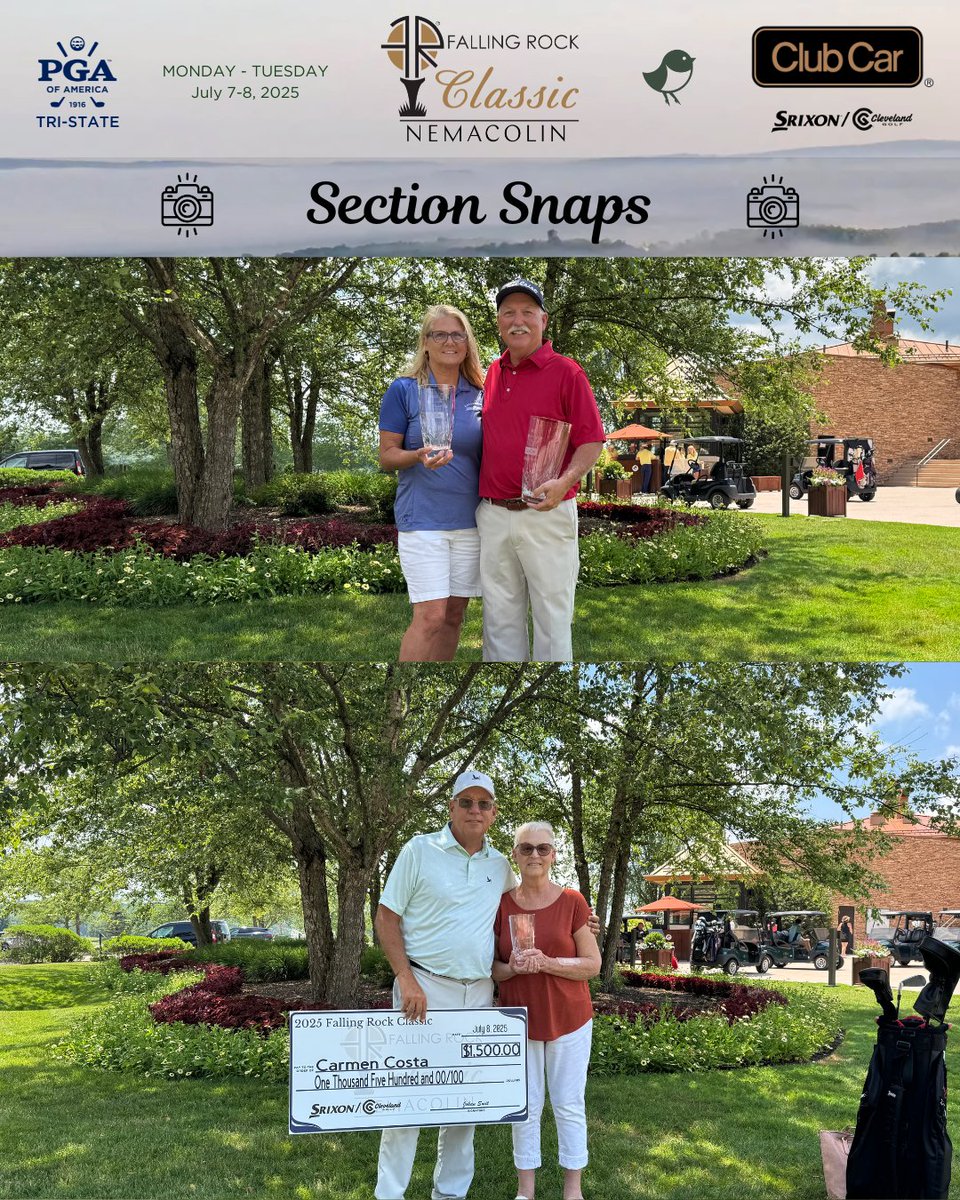 TriStatePGA's tweet photo. Congratulations to our 2025 Falling Rock Classic Champion, Ty Roush! 🏆 

We also want to congratulate Carmen Costa of Frosty Valley Golf Links, the winner in the Srixon/Cleveland Golf Division. 

🤝🏻Thank You! @Nemacolin @clubcar @SrixonGolf @ClevelandGolf https://t.co/qy1itNrjoU