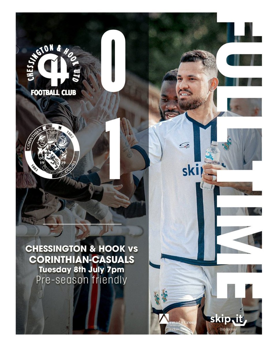 Corinthian-Casuals (@corinthiancas) on Twitter photo A first win of pre-season for Casuals and a promising display.
Thanks to <a href="/CHUFC/">Chessington & Hook Utd FC</a> for hosting us and best of luck for the season ahead. A first win of pre-season for Casuals and a promising display.
Thanks to <a href="/CHUFC/">Chessington & Hook Utd FC</a> for hosting us and best of luck for the season ahead.