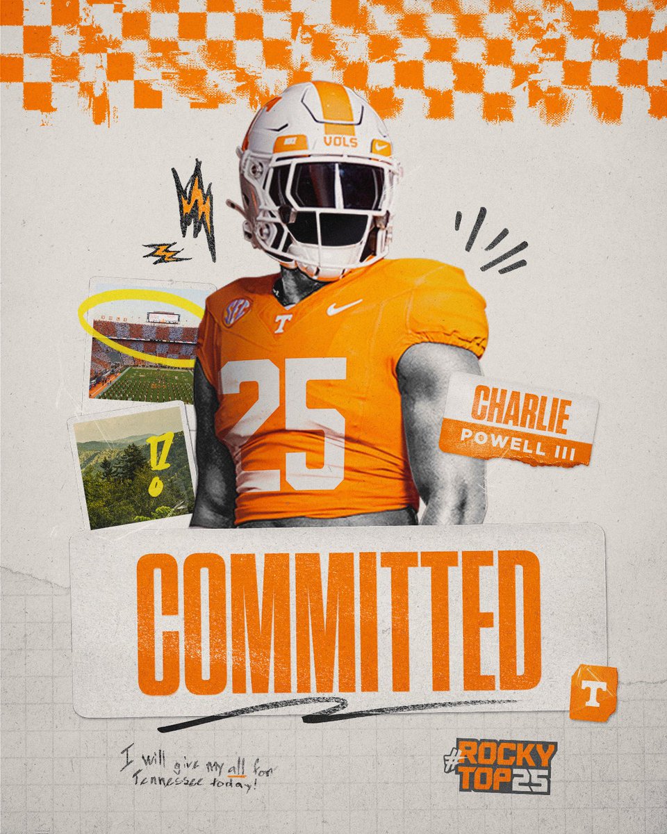 Chuck Powell lll (@chuckpow78) on Twitter photo I am happy to announce that I am committed to play football for the University of Tennessee and further my academic career. Go Vols!
<a href="/MoellerFootball/">Archbishop Moeller Football</a> <a href="/Coach_B10/">Bert Bathiany V</a> <a href="/MBlum75/">Michael Blum</a> <a href="/CoachGray70/">Chris Gray</a> <a href="/BigFrank513/">Frank Straub</a> I am happy to announce that I am committed to play football for the University of Tennessee and further my academic career. Go Vols!
<a href="/MoellerFootball/">Archbishop Moeller Football</a> <a href="/Coach_B10/">Bert Bathiany V</a> <a href="/MBlum75/">Michael Blum</a> <a href="/CoachGray70/">Chris Gray</a> <a href="/BigFrank513/">Frank Straub</a>