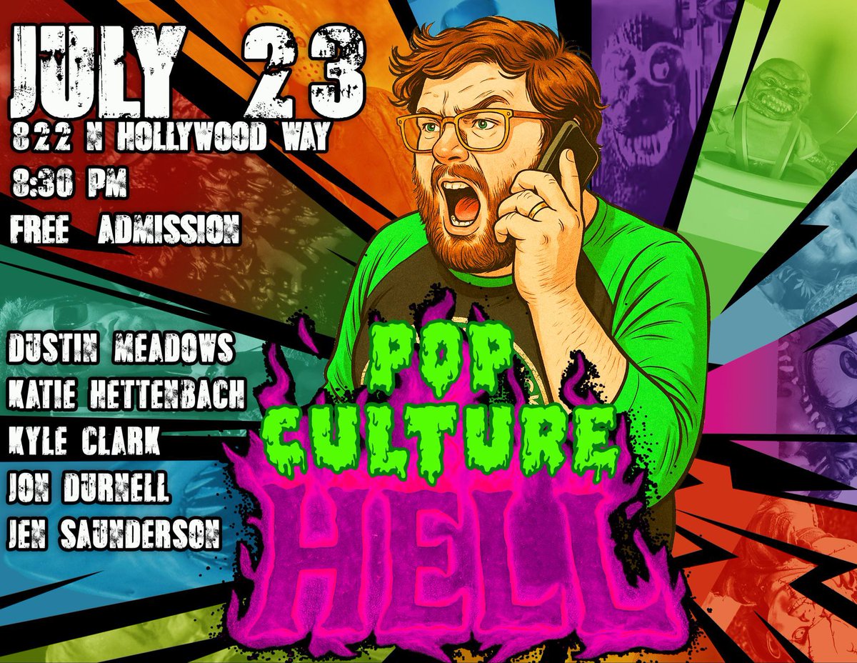Against my better judgment, I’m diving back into comedy, but I’m at least doing it on my own terms by resurrecting my show The Pop Culture Mixtape as Pop Culture Hell. First show is July 23rd at Killer Fitness. Be there!

eventbrite.com/e/pop-culture-…
