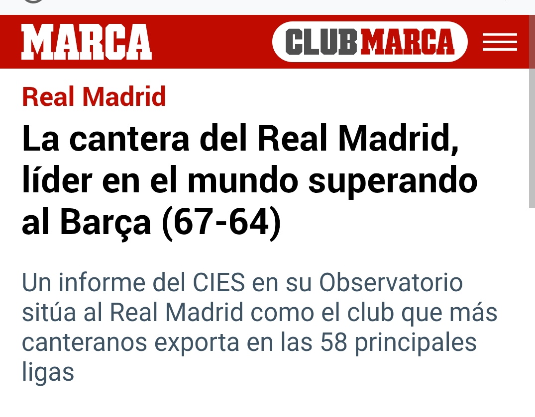 <a href="/marca/">MARCA</a> Si salen del Barça, no cumplen las expectativas. Si salen del Madrid, el club que más canteranos exporta.

Sois entrañables.