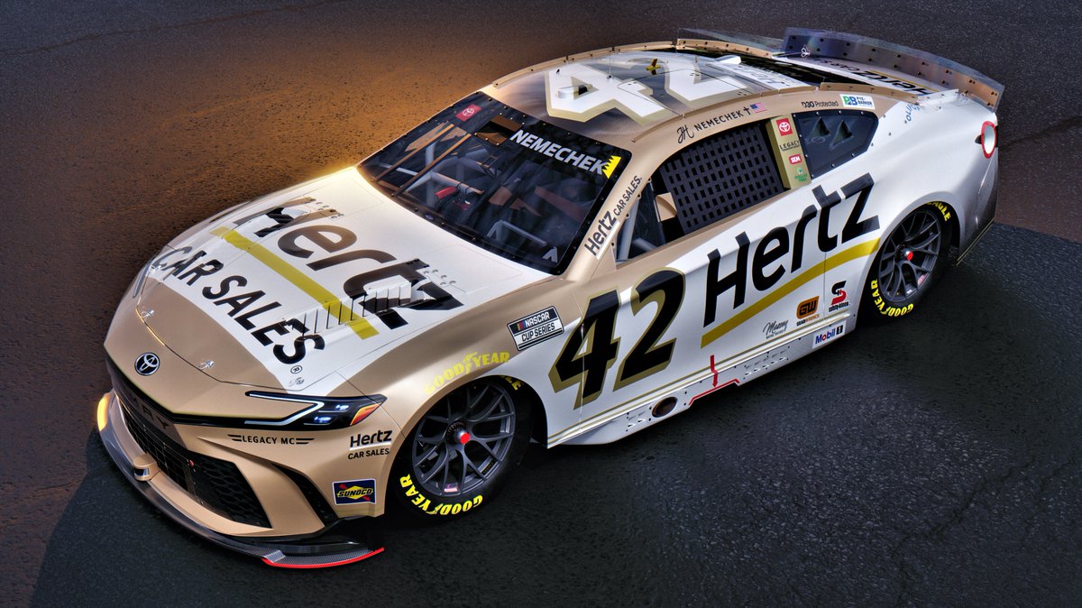 We’re excited about our latest partnership with <a href="/LEGACYMotorClub/">LEGACY MOTOR CLUB</a> and John Hunter Nemechek for the <a href="/NASCAR/">NASCAR</a> Cup Series. Tune in on July 20 and catch the Toyota Camry XSE No. 42 sporting Hertz Car Sales!

Read more about the sponsorship here: bit.ly/3U0Mc9S
