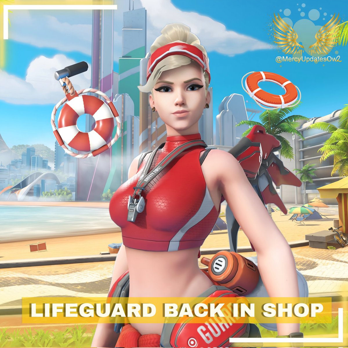 MercyUpdatesOw2's tweet image. πͺ½ Lets have some fun in the sun! Lifeguard Mercy is back to cool off your summer woes!
Pick her up in the shop for 2600 coins with some extra goodies or 1900 alone in the gallery. πͺ