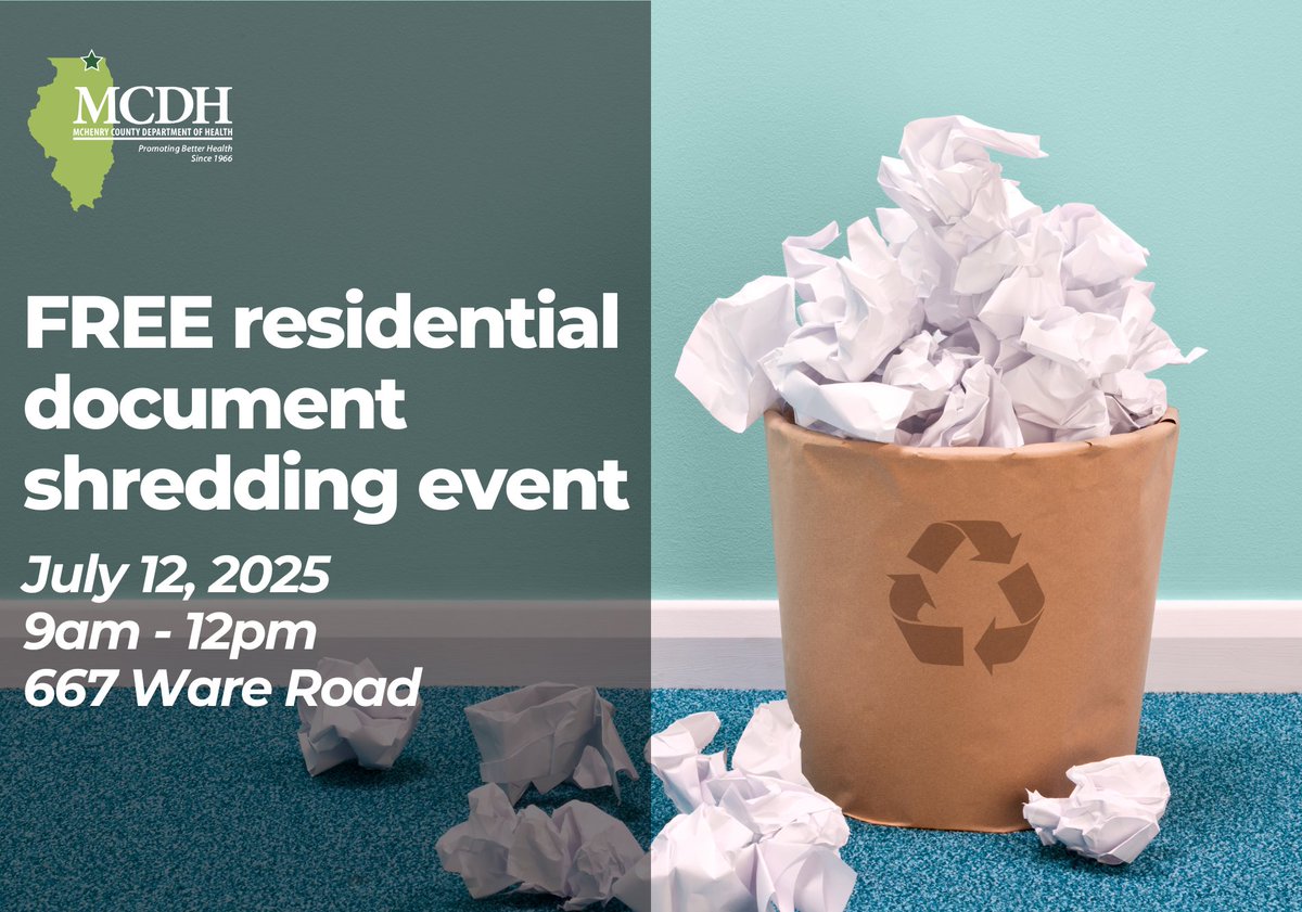 Make space and save time with free document shredding on Sat, July 12, 9 a.m.–noon at 667 Ware Rd, Woodstock. Bring up to 4 banker boxes—staples are okay, but no business docs, binders, or electronics. Please arrive at 9 a.m. or later. Event ends at noon or when truck is full.