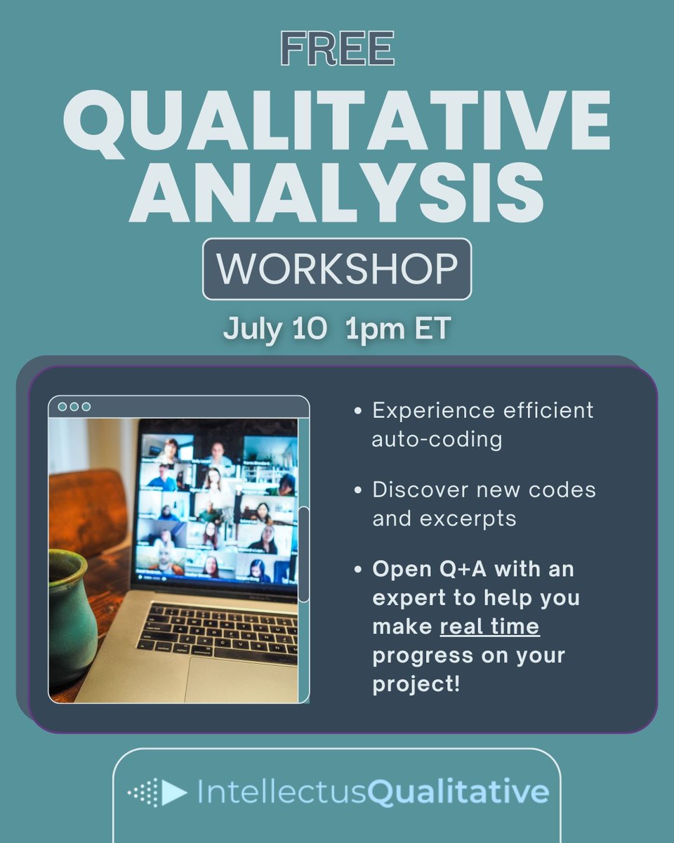 StatsSolutions's tweet image. Sign up for our FREE Qualitative Analysis Webinar this Thursday! Get your questions answered by an expert and make progress on your project in real time- Register now! us06web.zoom.us/webinar/regist…