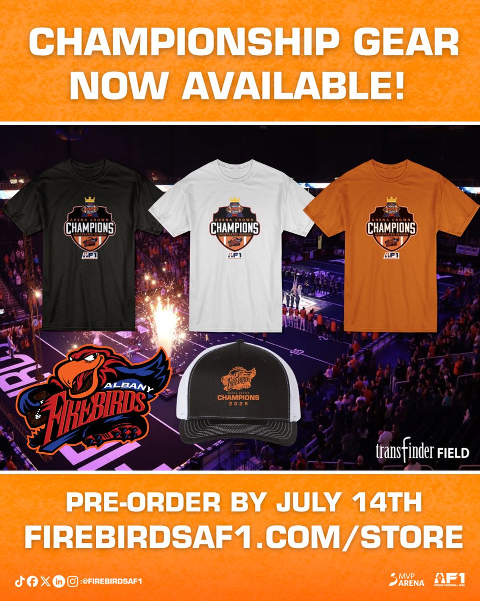 LOCK IN YOUR CHAMPIONSHIP GEAR! Rep the undefeated Firebirds in style. 👑🔥

Deadline to order: July 14th.

Order now: firebirdsaf1.com/store