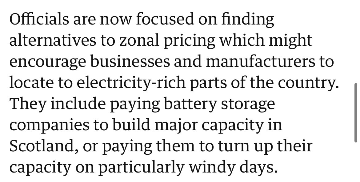 The government is looking at paying battery companies to locate in Scotland and paying them to charge up at certain times…

…rather than just cutting Scottish energy bills and having this happen more efficiently with zonal

This is gonna go so badly 🤦‍♂️