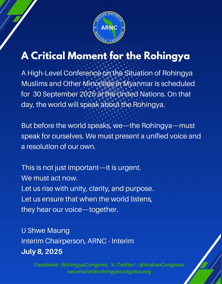 ArakanCongress's tweet photo. #Arakan #Rohingya #RohingyaNews #Myanmar #ARNC #RohingyaRoundTable #UN #UNHumanRights https://t.co/VbapY3hDxs