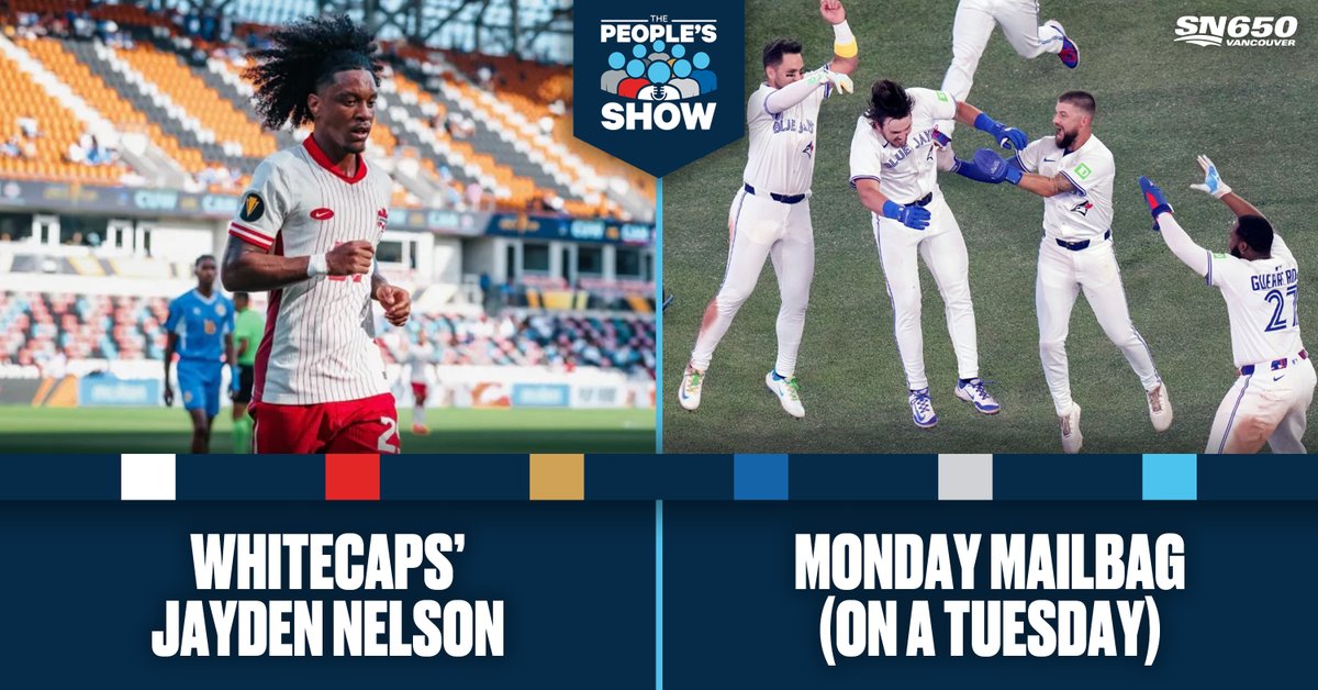 Sportsnet 650 (@sportsnet650) on Twitter photo Coming up on The People's Show with <a href="/SatiarShah/">Satiar Shah</a> and <a href="/ElliottWolfeJ/">Josh Elliott-Wolfe</a>
👉 Jayden Nelson <a href="/WhitecapsFC/">Vancouver Whitecaps FC</a>
👉 <a href="/thehazelmae/">Hazel Mae</a> #BlueJays
✉ Monday Mailbag (on a Tuesday)
LISTEN
sprtsnt.ca/3sniZIq Coming up on The People's Show with <a href="/SatiarShah/">Satiar Shah</a> and <a href="/ElliottWolfeJ/">Josh Elliott-Wolfe</a>
👉 Jayden Nelson <a href="/WhitecapsFC/">Vancouver Whitecaps FC</a>
👉 <a href="/thehazelmae/">Hazel Mae</a> #BlueJays
✉ Monday Mailbag (on a Tuesday)
LISTEN
sprtsnt.ca/3sniZIq
