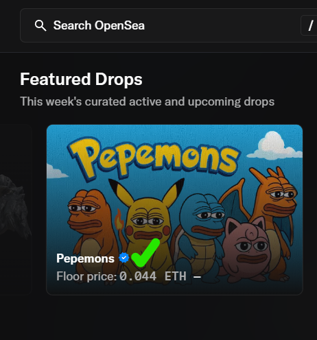 Pepemons got Verified Blue Badge! on <a href="/opensea/">OpenSea</a> 🌊

LFG!🫡⚡️🐸 😍
