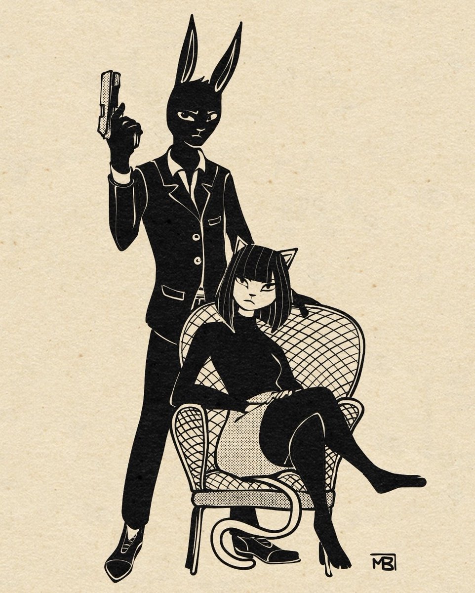 MBartworkz's tweet image. Jack n Angie being the Mafia hire's. One takes the shot, other tells where to aim.
