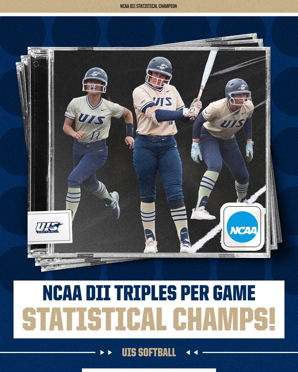 #WeAreStars (@uisathletics) on Twitter photo 𝗧𝗿𝗶𝗽𝗹𝗲 𝘁𝗵𝗿𝗲𝗮𝘁 🥎🤩
<a href="/UIS_Softball/">UIS Softball</a> is officially the NCAA Division II Statistical Champion in triples per game!
🔹 36 triples
🔹 53 games
🔹 0.68 per game = No. 1 in the nation!
#WeAreStars | #ProtectThePrairie 𝗧𝗿𝗶𝗽𝗹𝗲 𝘁𝗵𝗿𝗲𝗮𝘁 🥎🤩
<a href="/UIS_Softball/">UIS Softball</a> is officially the NCAA Division II Statistical Champion in triples per game!
🔹 36 triples
🔹 53 games
🔹 0.68 per game = No. 1 in the nation!
#WeAreStars | #ProtectThePrairie