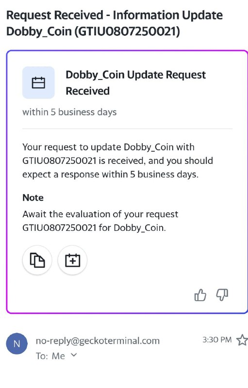 Dobby_Coin's tweet photo. [Casting Dobby Magic.]..
@coingecko 🦎 

#: GTIU0807250021

#CoinGecko #CoinGeckoListing 
#NewListing #Solana $SOL https://t.co/0zUWeilYE4