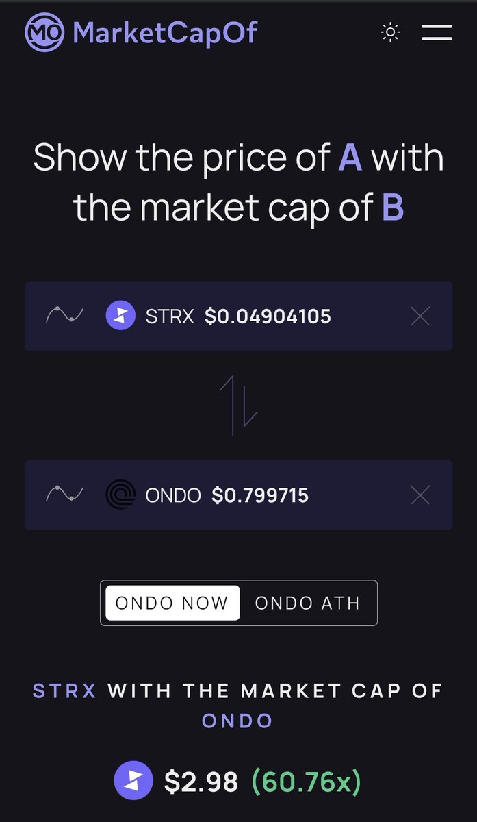 AgiMo68's tweet image. Ondo’s market cap is 60x bigger than StrikeX — but StrikeX has way more to offer. More utility, stronger backing, and the owner’s a bloody billionaire and a lord. You do the math. 👑📈 #StrikeX #CryptoGems #Undervalued $strx $ondo @OndoFinance @TradeStrikeBVI