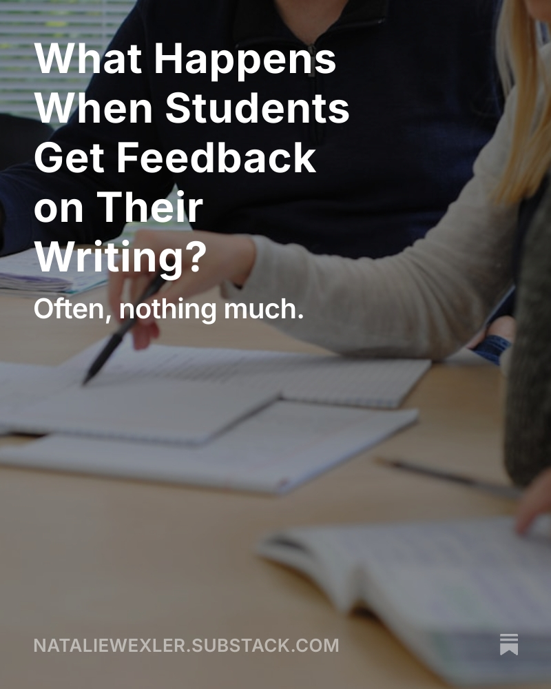 Feedback on writing is important, but it needs to be linked to instruction.

More in my latest post. 

 open.substack.com/pub/nataliewex…