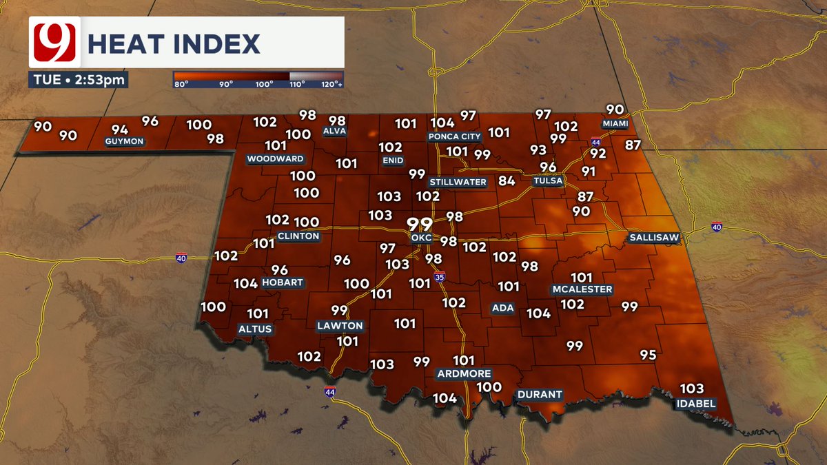 Tracking more Summer storms across the area with some gusty winds, dangerous lightning, &amp; very heavy rainfall. These storms are generally drifting to the south at 5-10 mph. #okwx