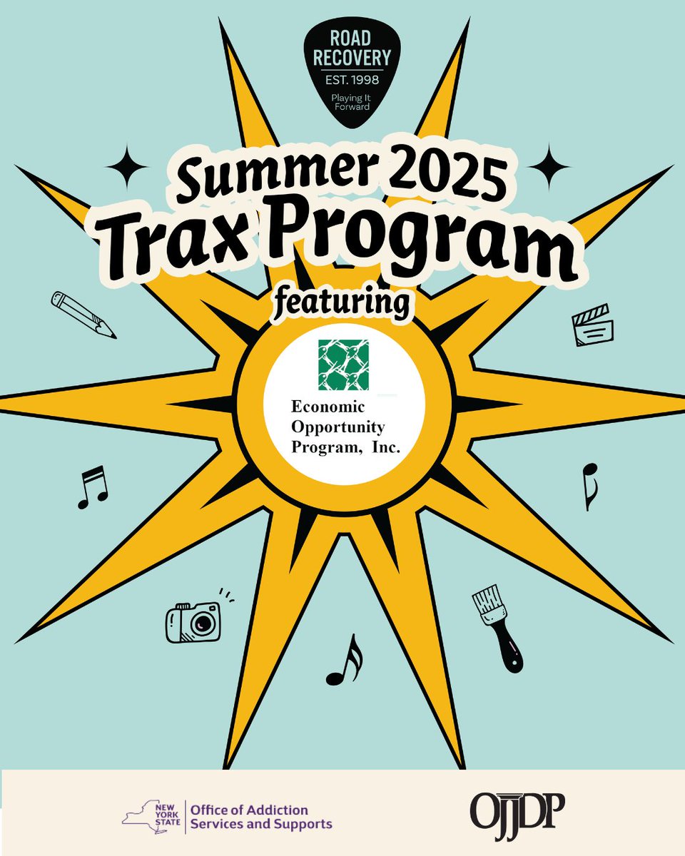 #RoadRecovery #TraxProgram for summer cycle launches today at <a href="/ElmiraEOP/">Elmira EOP</a> . Road Recovery returns to Elmira to help mentor youth with peer support and creative workshops in after school programs on Tuesdays from July through September.