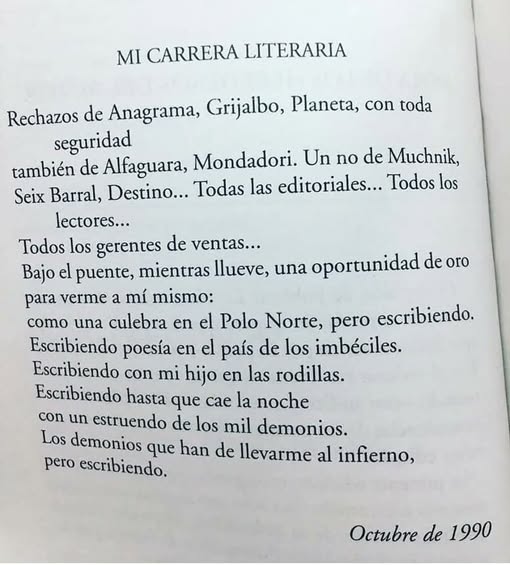 Roberto Bolaño sobre sí mismo en 1990. El fracaso antes del éxito póstumo. El duro oficio de escribir: