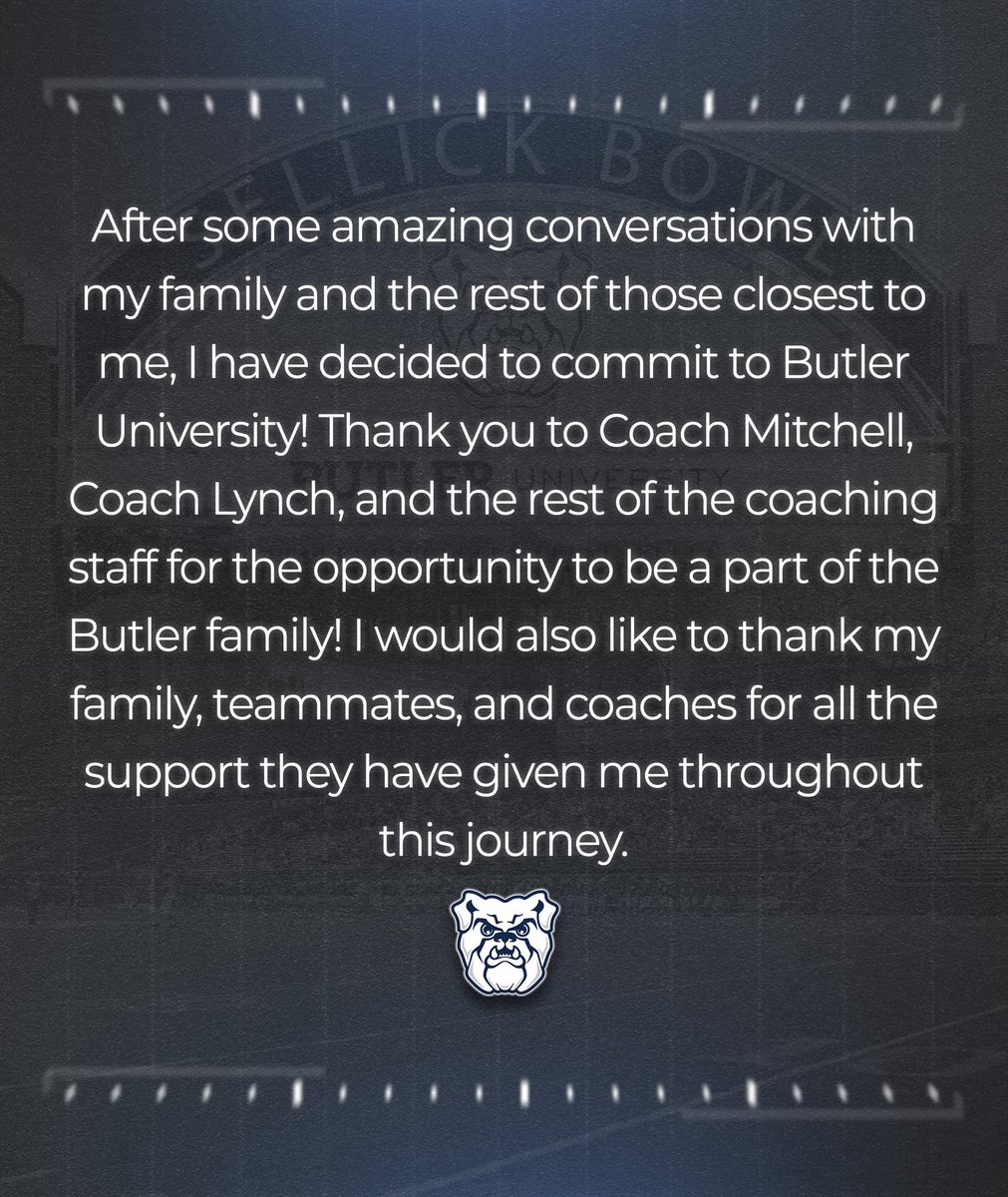 Isaac Tuffnell (@isaac_tuffnell) on Twitter photo 100% Committed! Go Bulldogs! 🔵⚪️
<a href="/ButlerUFootball/">Butler Football</a> <a href="/coachklynch/">Kevin Lynch</a> <a href="/FBCoachMitch/">Coach Alex Mitchell</a> <a href="/CoachTurnquist/">Scott</a> <a href="/ZionsvilleFB/">Zionsville Football</a> 100% Committed! Go Bulldogs! 🔵⚪️
<a href="/ButlerUFootball/">Butler Football</a> <a href="/coachklynch/">Kevin Lynch</a> <a href="/FBCoachMitch/">Coach Alex Mitchell</a> <a href="/CoachTurnquist/">Scott</a> <a href="/ZionsvilleFB/">Zionsville Football</a>