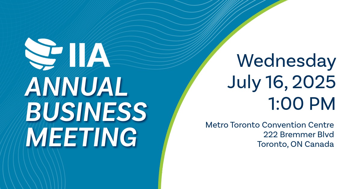 All IIA members are invited to attend #TheIIA’s Annual Business Meeting  in Toronto, 16 July 2025. Learn more about attending this meeting. loom.ly/PbCb6N8