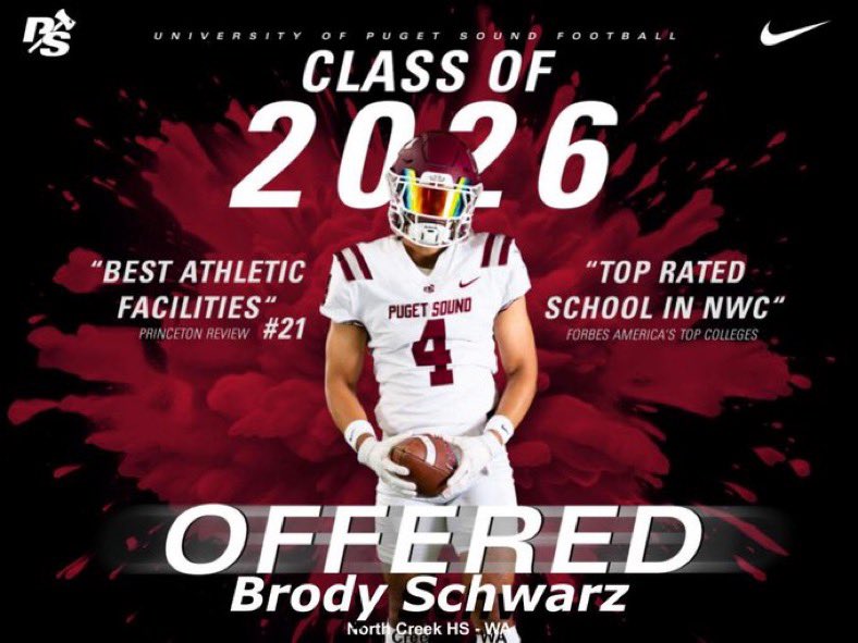 Brody Schwarz (@brody_schwarz) on Twitter photo After a great call with <a href="/KeimTimeFB/">Jud Keim - U. of Puget Sound FB. Co-DC/Secondary</a> I am excited to announce that I’ve received my first offer to continue my athletics and academics at the University of Puget Sound! Go Loggers 🪓
<a href="/coachtmyers/">Torrey Myers</a> <a href="/PSLoggers/">Puget Sound Loggers</a> <a href="/NorthCreekFB/">North Creek HS Football</a> After a great call with <a href="/KeimTimeFB/">Jud Keim - U. of Puget Sound FB. Co-DC/Secondary</a> I am excited to announce that I’ve received my first offer to continue my athletics and academics at the University of Puget Sound! Go Loggers 🪓
<a href="/coachtmyers/">Torrey Myers</a> <a href="/PSLoggers/">Puget Sound Loggers</a> <a href="/NorthCreekFB/">North Creek HS Football</a>