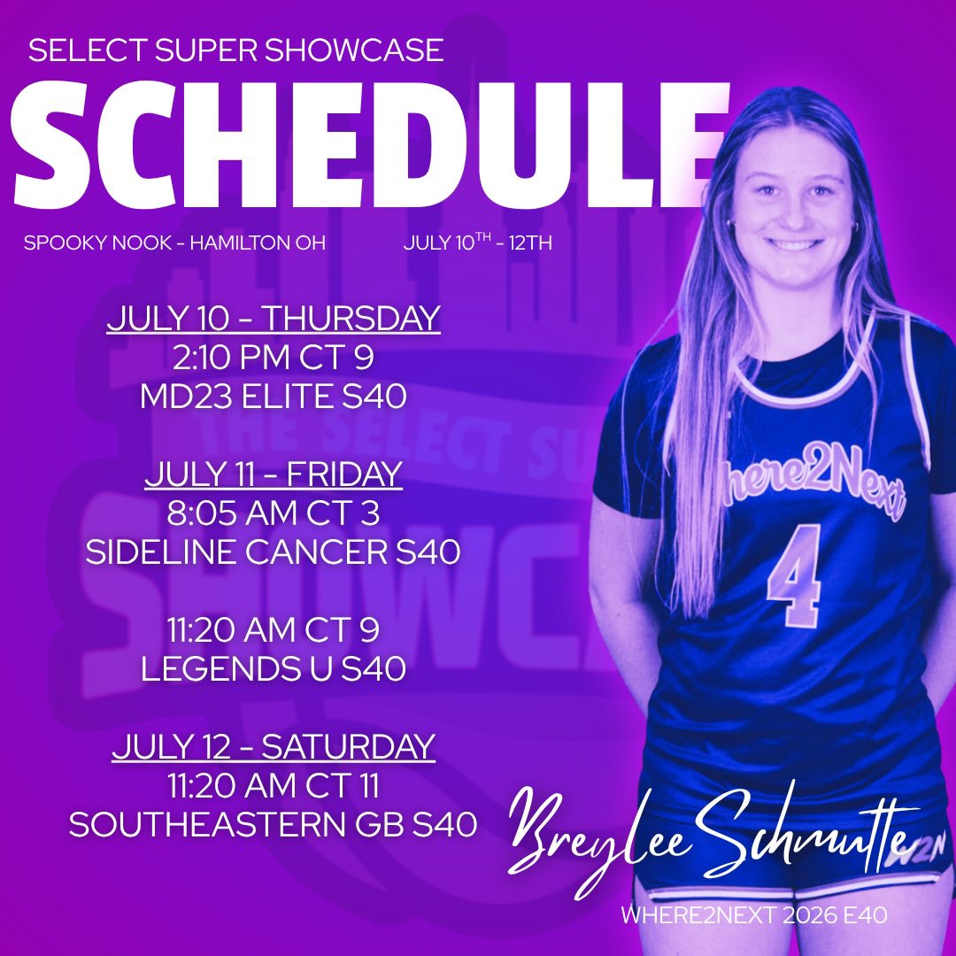 College Coaches - Check us out this weekend at the Select Super Showcase in Hamilton OH!! 
<a href="/amber_gray10/">Amber Gray</a> <a href="/W2N_WBB/">WHERE2NEXT</a>