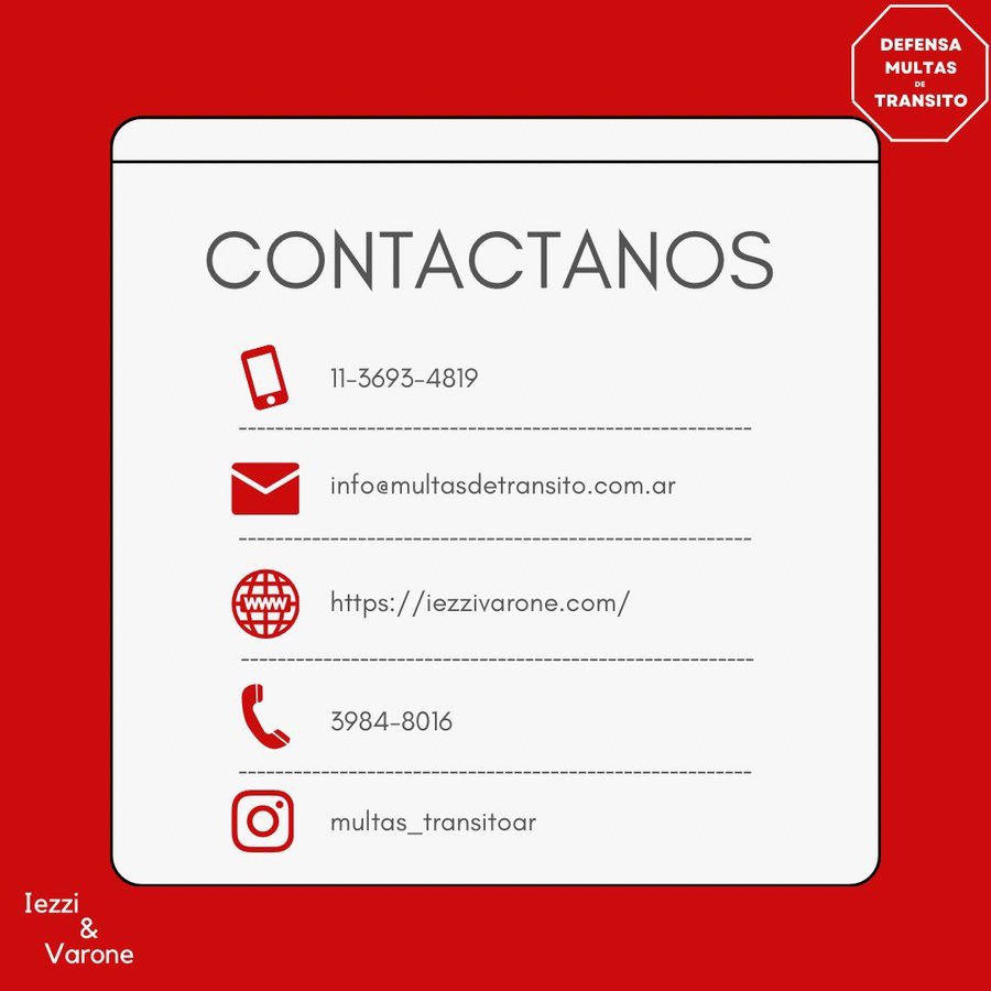 multas_transito (@multas_transito) on Twitter photo Area de DEFENSA DE MULTAS de Transito y Especiales del estudio Iezzi&Varone. Empresas y Particulares. CABA y PBA. Defienda sus derechos! Consultas sin compromiso a👇📷<a href="/gabrieliezzi/">Gabriel Iezzi</a> <a href="/victorvarone/">Victor Varone</a>
<a href="/gonzaloiezzi/">Gonzalo Iezzi</a> <a href="/marianovarone/">Mariano Varone</a> Area de DEFENSA DE MULTAS de Transito y Especiales del estudio Iezzi&Varone. Empresas y Particulares. CABA y PBA. Defienda sus derechos! Consultas sin compromiso a👇📷<a href="/gabrieliezzi/">Gabriel Iezzi</a> <a href="/victorvarone/">Victor Varone</a>
<a href="/gonzaloiezzi/">Gonzalo Iezzi</a> <a href="/marianovarone/">Mariano Varone</a>