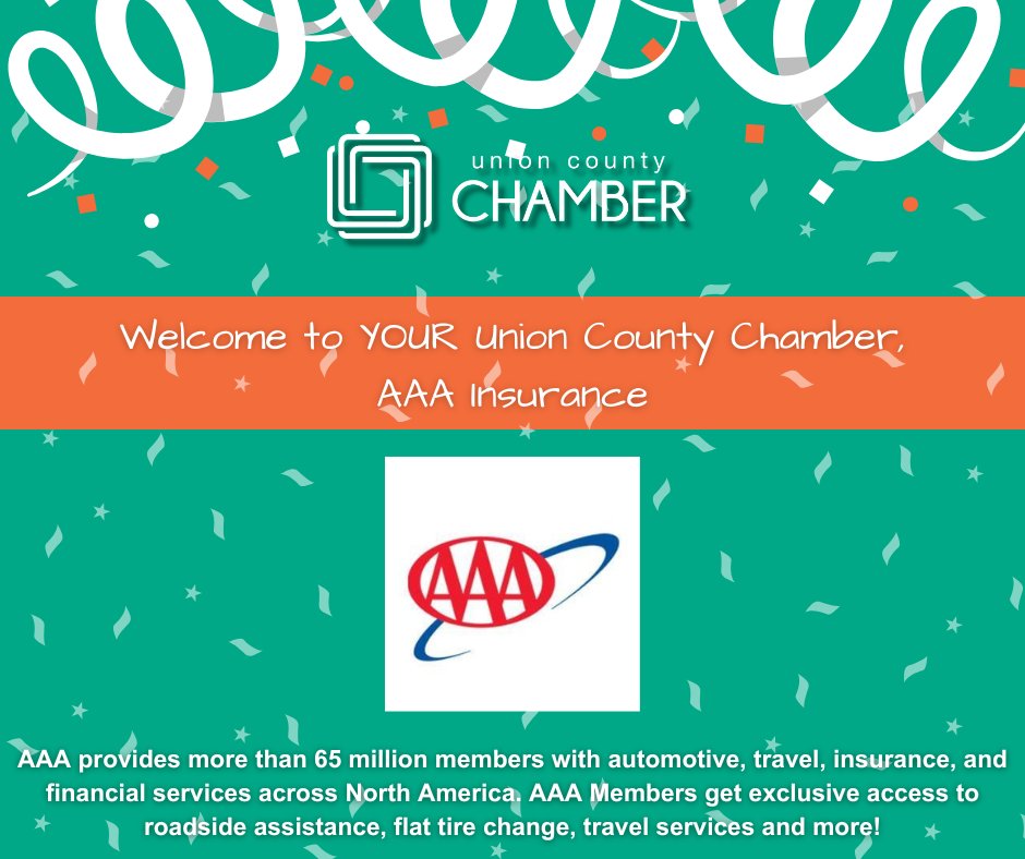 We are excited to welcome AAA Insurance as a new member of YOUR Union County Chamber. We're grateful to partner with you! Learn more about them at bit.ly/4nEaR1N.