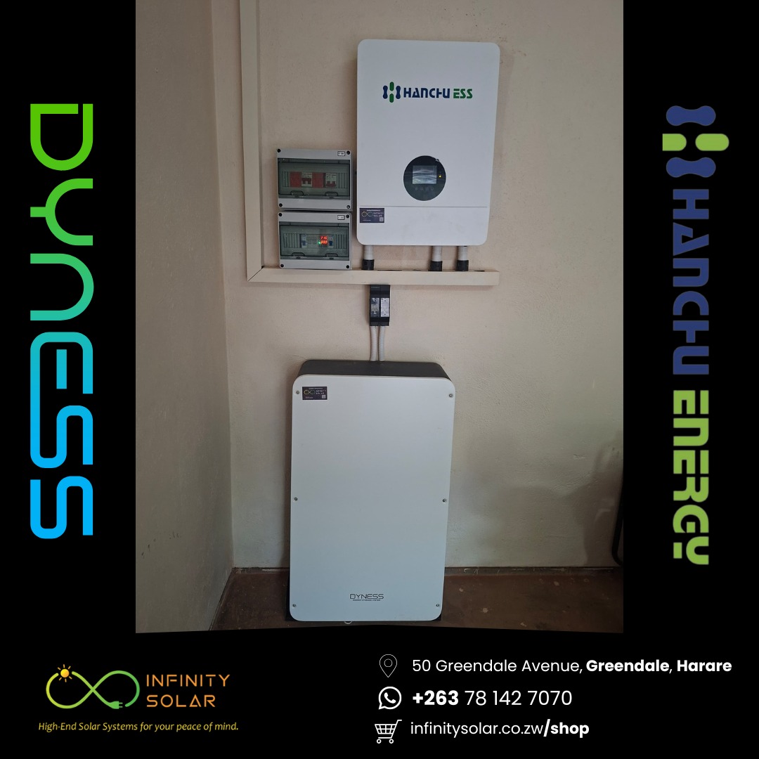 10KW Hanchu + 10.2KW Dyness battery powered by 20x 580W JA Panels for a dental clinic in Mt Pleasant. We don't compromise on quality. Let's talk- 0781427070