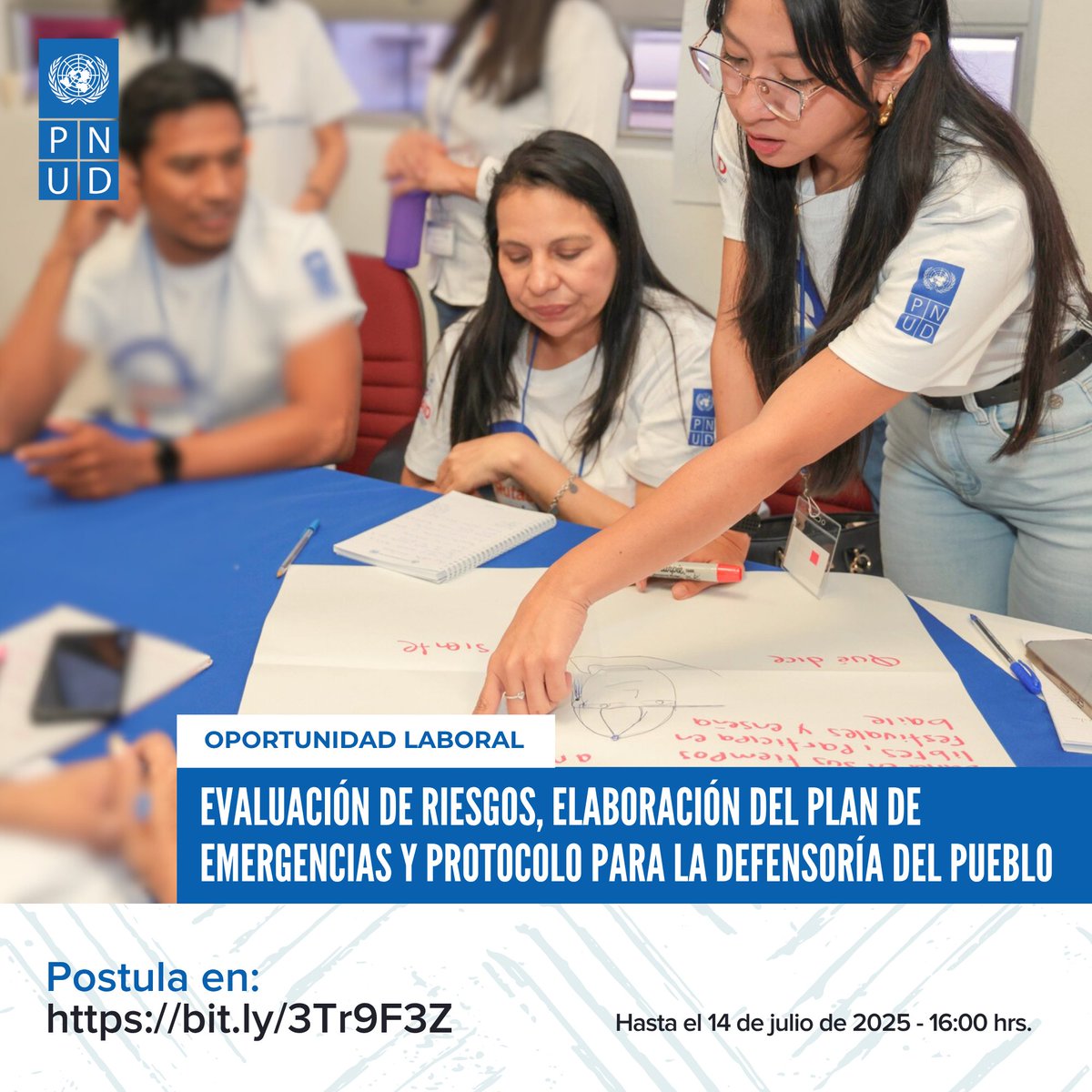 🔈 #OportunidadLaboral| Invitamos a todas las personas interesadas a postularse a la #consultoría para la evaluación de riesgos, elaboración del plan de emergencias y protocolo para la Defensoría del Pueblo

👉🏾 bit.ly/3Tr9F3Z
🗓️ Hasta el 14 de julio de 2025 - 16:00 hrs.