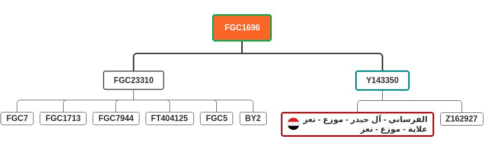 توضيح لموقع العينة 
تحت التحور الجيني Y143350
المتفرع من التحور: FGC1696 
المتسلسل من: FGC1707
حسب مشجر FTDNA