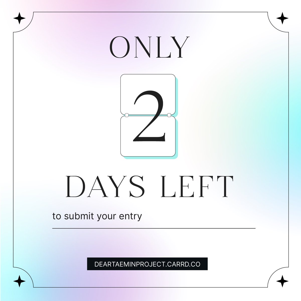 🩵 2 days left until the deadline! 🩵
Warm welcome to all of new folks who just found us - we’re happy to have you join the project 🌷 Let’s show our kindness and love as Taemates and Shawols 🥰

#TAEMIN #SHINee #태민 #샤이니