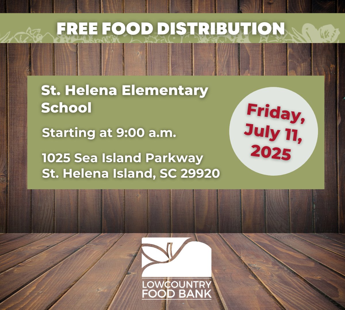 Join us Friday, July 11, for a free food distribution at St. Helena Elementary School. Starting at 9 a.m., FREE food items, including a variety of nutritious, fresh produce, will be available on a first-come, first-serve basis.  This is a NO COST event.