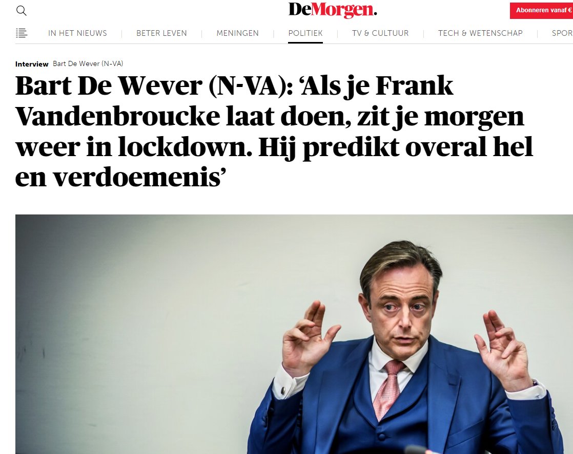 De Clercq Luc (@declercqluc) on Twitter photo Beste premier <a href="/Bart_DeWever/">Bart De Wever</a>
Onthoud aub wat u destijds orakelde over #fvdb
Hij brengt stilaan de ganse gezondheidszorg in lockdown.
Bovendien realiseert hij hel en verdoemenis.
Doe er iets aan aub!
<a href="/valerievanpeel/">Valerie Van Peel</a> <a href="/GLBouchez/">Georges-L BOUCHEZ</a> <a href="/SammyMahdi/">Sammy Mahdi</a> <a href="/YVerougstraete/">Yvan Verougstraete</a> <a href="/conner_rousseau/">Conner Rousseau</a> Beste premier <a href="/Bart_DeWever/">Bart De Wever</a>
Onthoud aub wat u destijds orakelde over #fvdb
Hij brengt stilaan de ganse gezondheidszorg in lockdown.
Bovendien realiseert hij hel en verdoemenis.
Doe er iets aan aub!
<a href="/valerievanpeel/">Valerie Van Peel</a> <a href="/GLBouchez/">Georges-L BOUCHEZ</a> <a href="/SammyMahdi/">Sammy Mahdi</a> <a href="/YVerougstraete/">Yvan Verougstraete</a> <a href="/conner_rousseau/">Conner Rousseau</a>