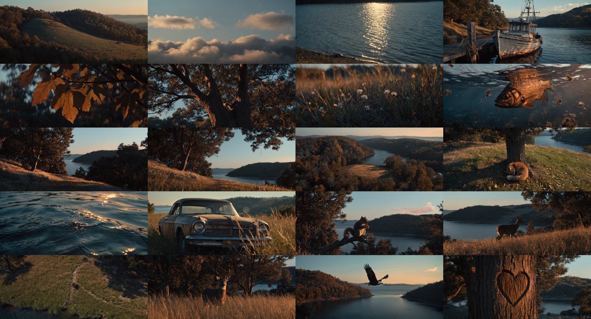 iamneubert's tweet image. 🧪 Filmic Nature Exploration with References.

Every image in the grid was generated using the reference and this prompt:

[Shot Type] shot of [Subject] seen in the landscape in IMG_1.  Maintain the filmic and cinematic look of the lighting, color, and film grain from IMG_1.