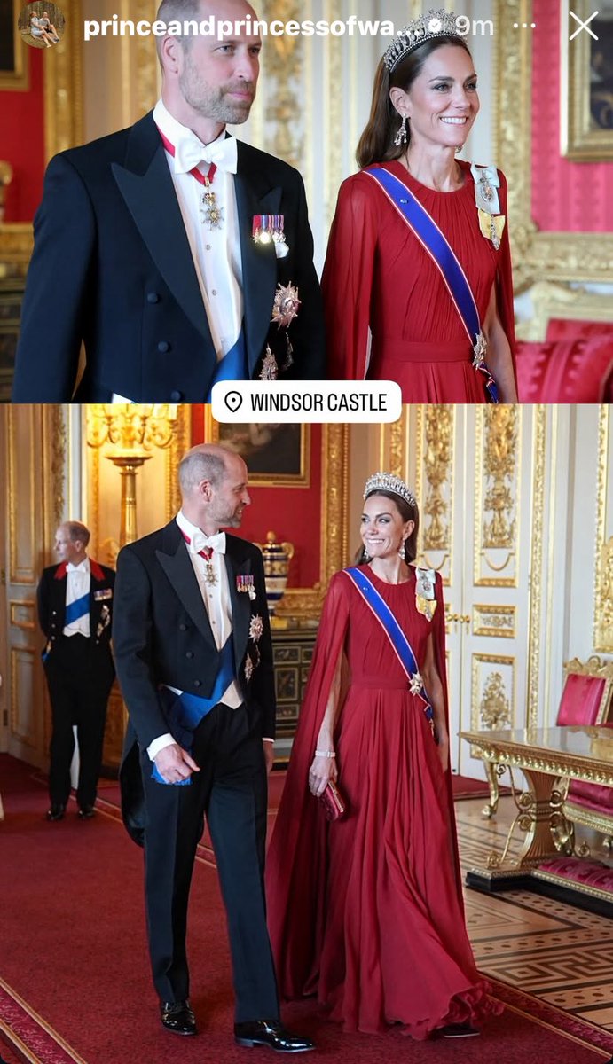 Soooo what stunt should we expect from #MeghanMarkle since the world is enthralled with #PrincessCatherine’s appearance at the State Banquet? Maybe a full face kid reveal? Maybe some photos of HER in a gown? One thing she won’t have…the Lovers Knot Tiara. Or….any tiara 😂