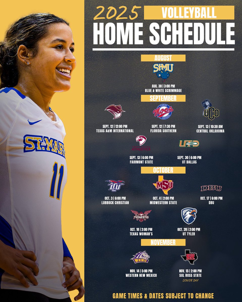 2025 Season 🔜
<a href="/StMUvolleyball/">St. Mary's Volleyball</a> has officially released their 2025 season schedule! 

🗓️ tinyurl.com/narrb3vc

#fangsout // #rattlerpride