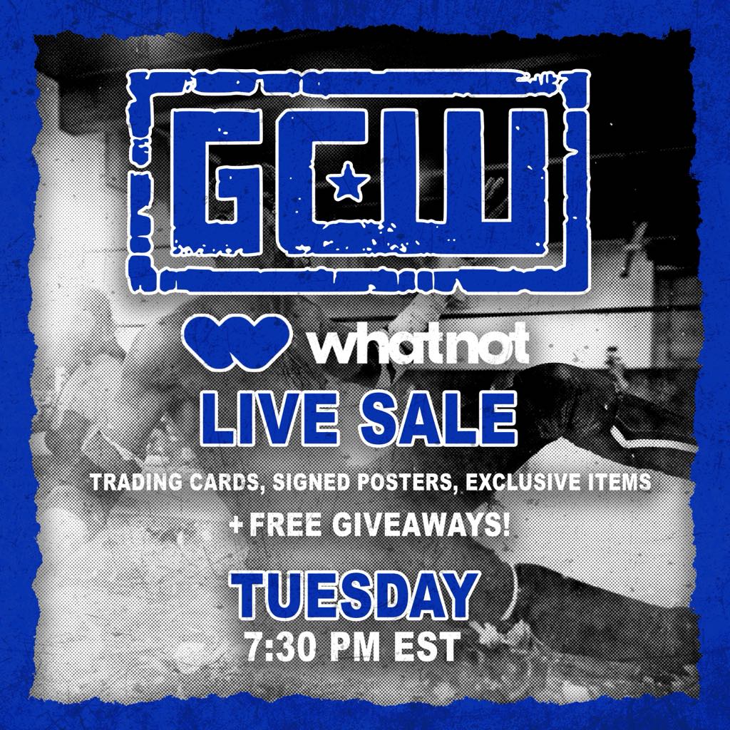 *tuesday 730pm*

We go LIVE on WHATNOT for another <a href="/gcwmerch/">GCWMERCH</a> Summer Sizzler Live Sale!

New/exclusive items
Signed posters &amp; 8x10s &amp; cards
Banners/shirts

+match used items
BEASTMANS BONE
MARA SADE'S LOLLIPOP

Plus:
SPECIAL GUESTS
FREE GIVEAWAYS

Join us LIVE Tuesday at 730!!!